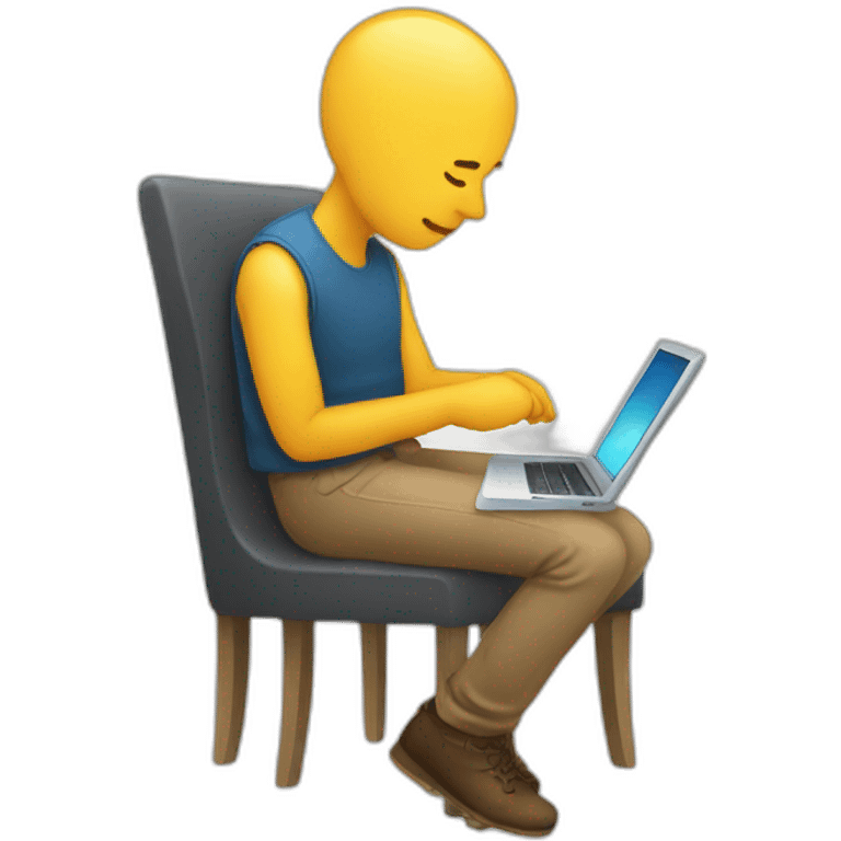 human sitting at chair and browsing web emoji