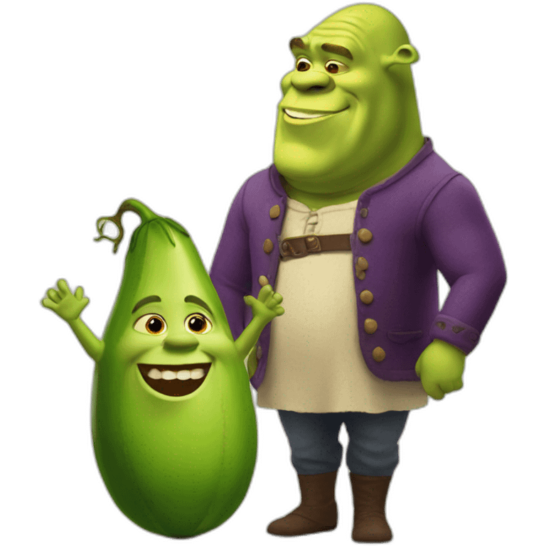 shrek holding a large eggplant in front of him emoji