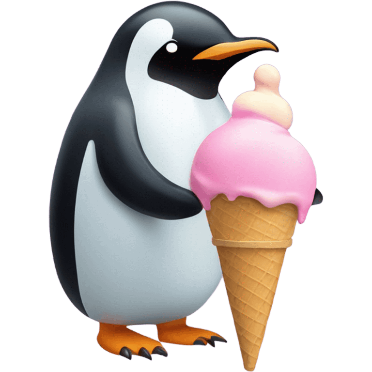 Pinguin eats icecream emoji