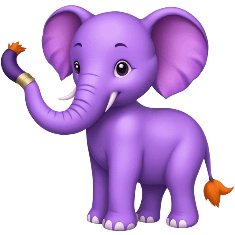 Purple elephant with fox tail emoji