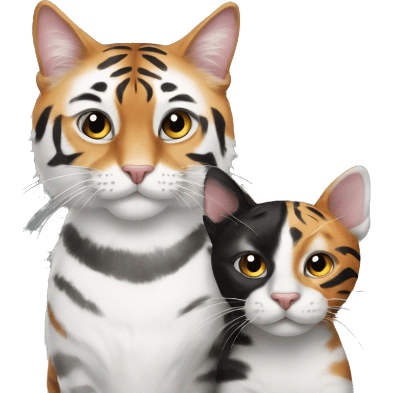 1 black and white cat and 1 tiger cat emoji