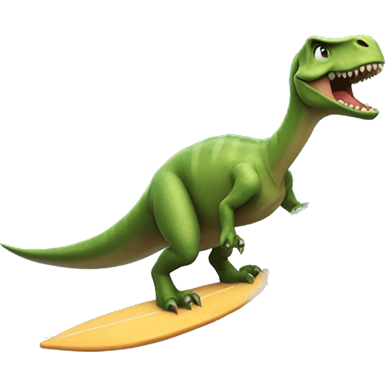 dinosaur surfing on a wave emoji