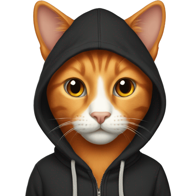 orange cat in black hoodie emoji