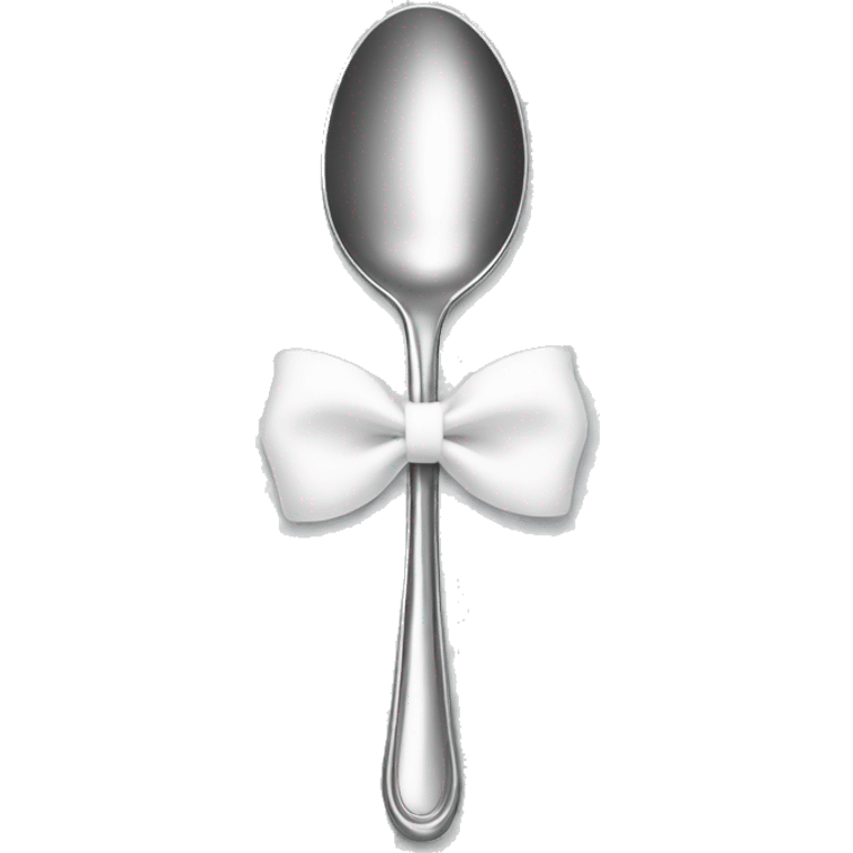 Elegant spoon with white bow around it emoji