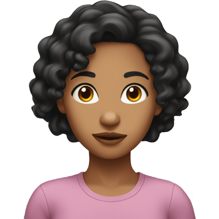 Mixed girl with black wavy hair down to her shoulders emoji