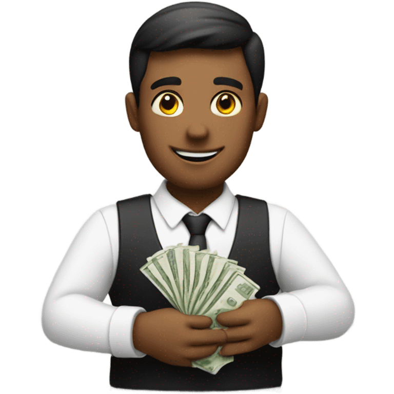 waiter with money in hands emoji