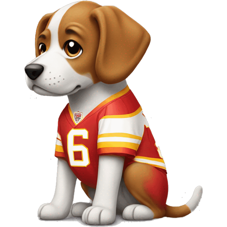 Dog wearing chiefs jersey emoji