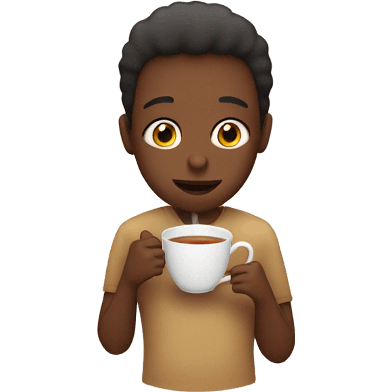 Holding a cup of tea in front of the face emoji