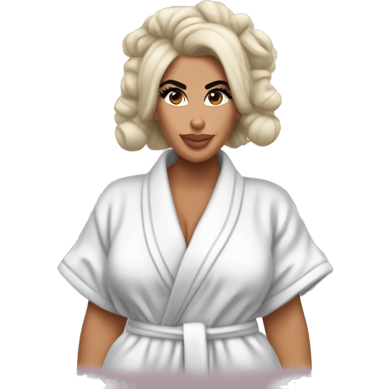 Kim kardashian in a bathrobe with hair rollers in her hair emoji