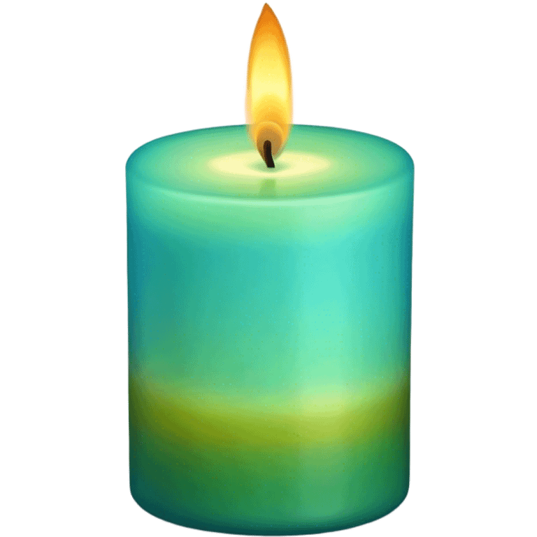 autumn vibe candle in the color blue and green emoji