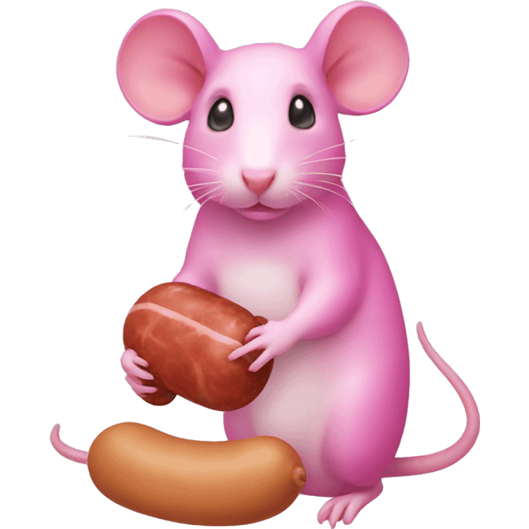 pink girl rat with sausage emoji