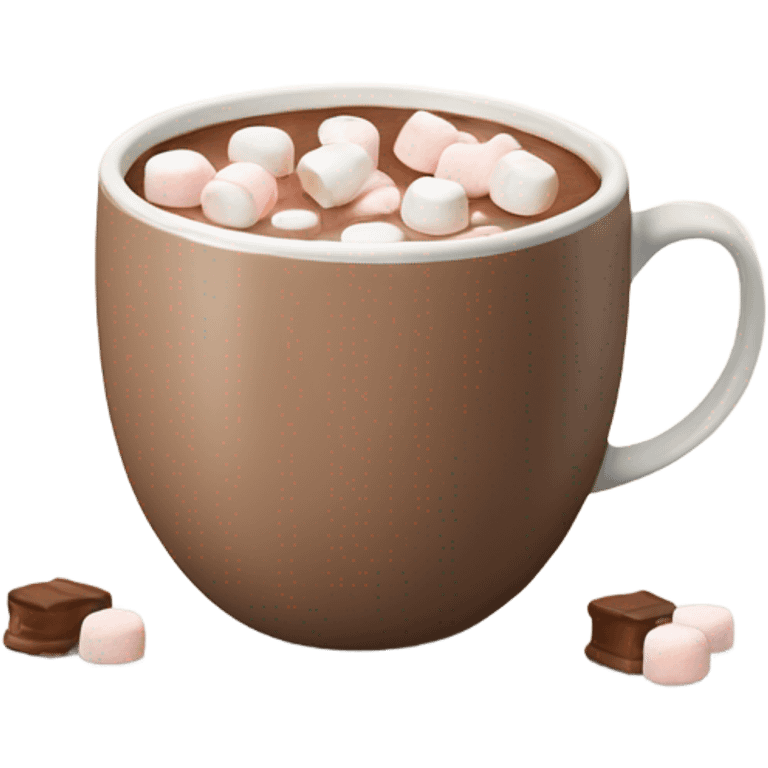 Light beige mug of hot chocolate with marshmallows  emoji