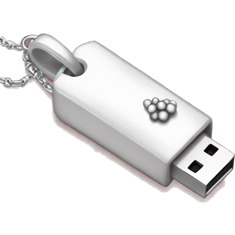 white pendrive with silver disco ball chain emoji