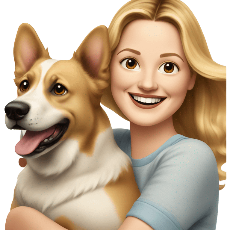 Drew Barrymore With Her Dog Douglas  emoji