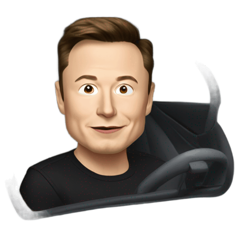 Elon musk in an Uber  emoji