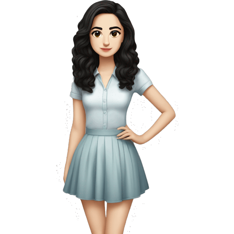 Hania amir, teen, full body, aesthetic, well detailed, black hair, in a short dress emoji