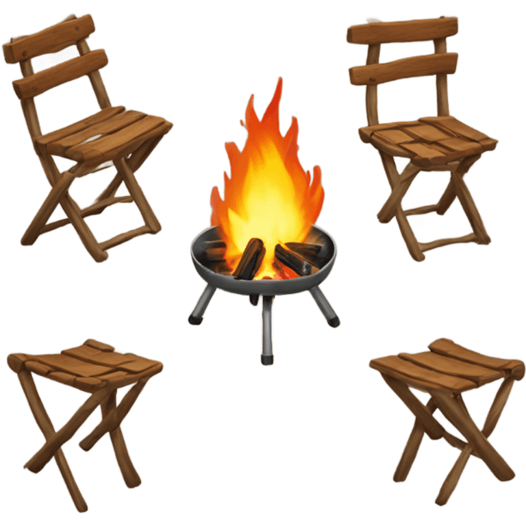 camp fire with chairs emoji