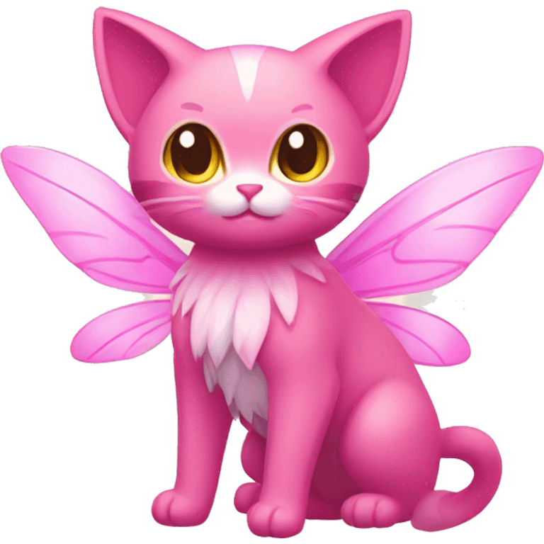 Shiny Pink Grass-type-Fairy-type-Fakémon-Cat full body emoji