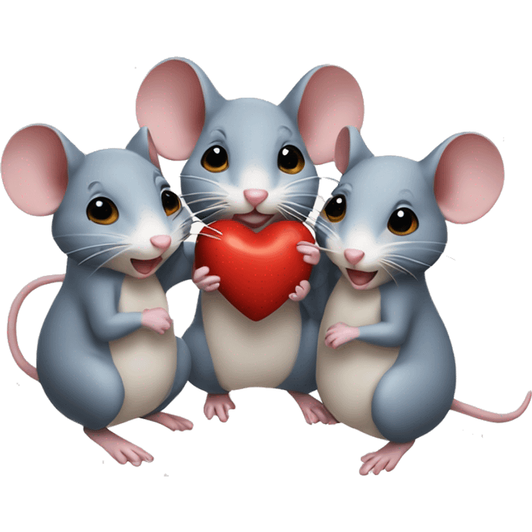 three mice forming heart emoji