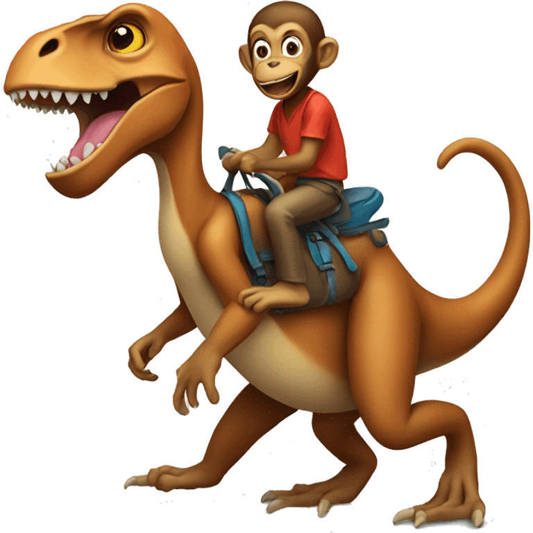 monkey riding a dinosaur emoji