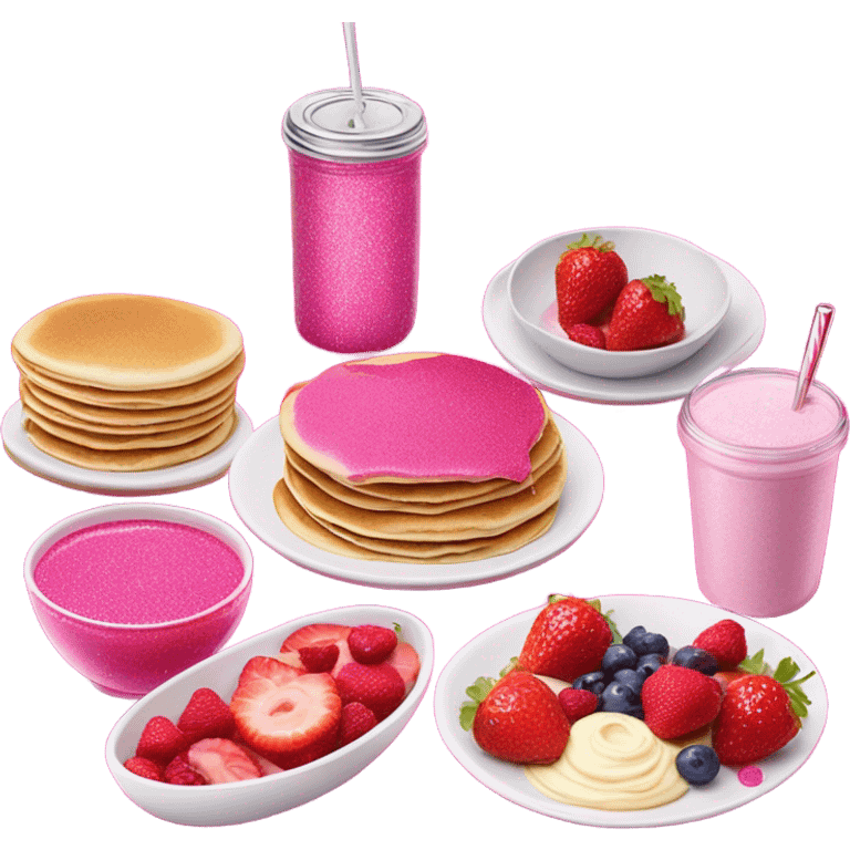 Hot pink breakfast with glitter  emoji