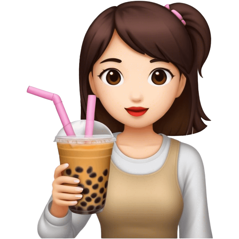 Girl drinking boba tea emoji