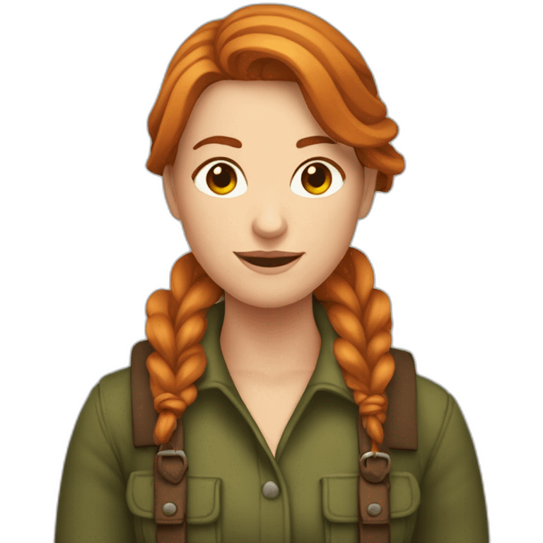 Femme rousse en train de couper du bois emoji