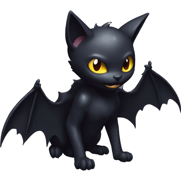 Shiny Black Dark-type-Poison-type-Fakémon-Bat-Cat full body emoji