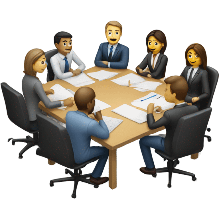 men and women work meeting at a table emoji