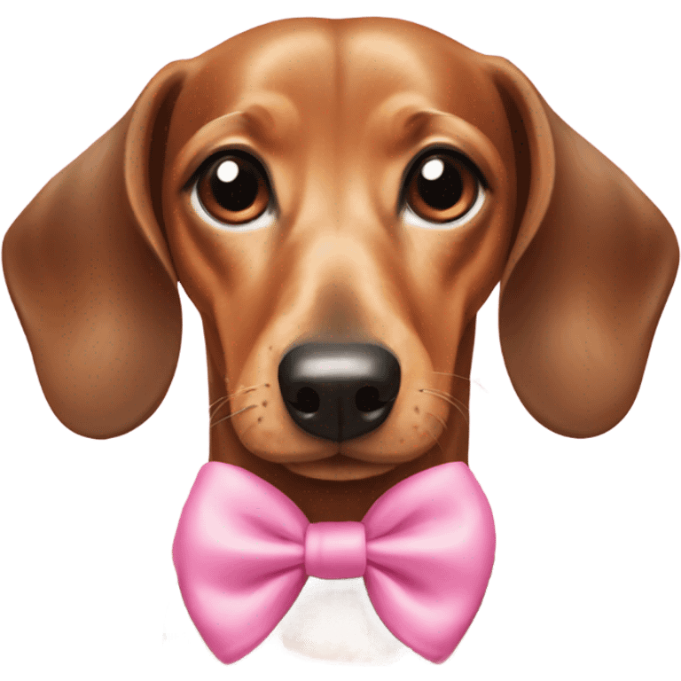 a dachshund wearing a pink bow emoji