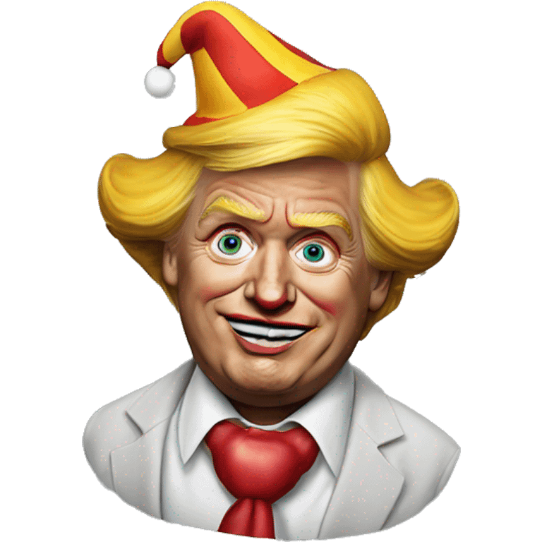 Hyper realistic Donald Trump with a clown costume on emoji