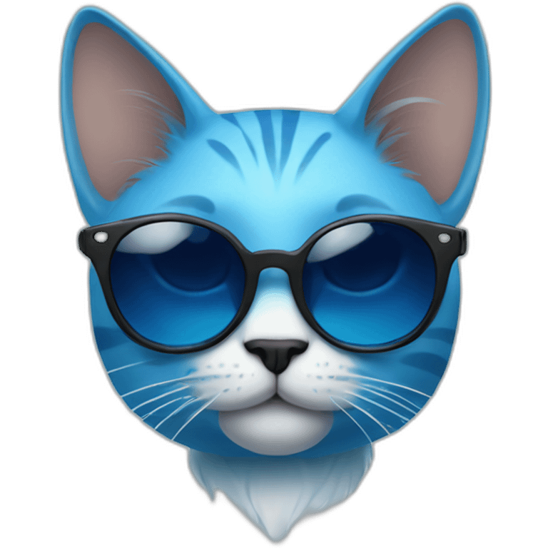 a blue kawaï cat round ears wearing sunglasses emoji