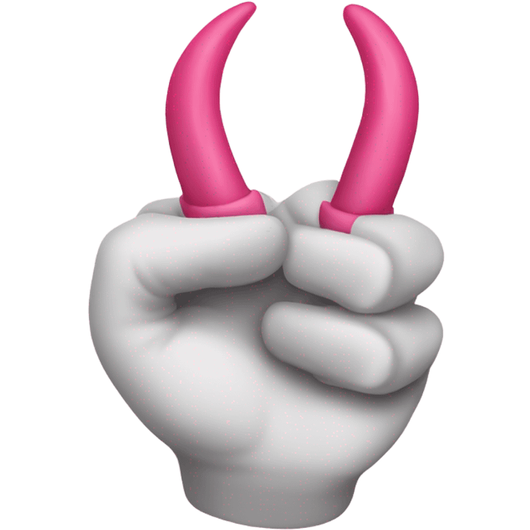 “Devil horns” with a pink bandage on the thumb  emoji