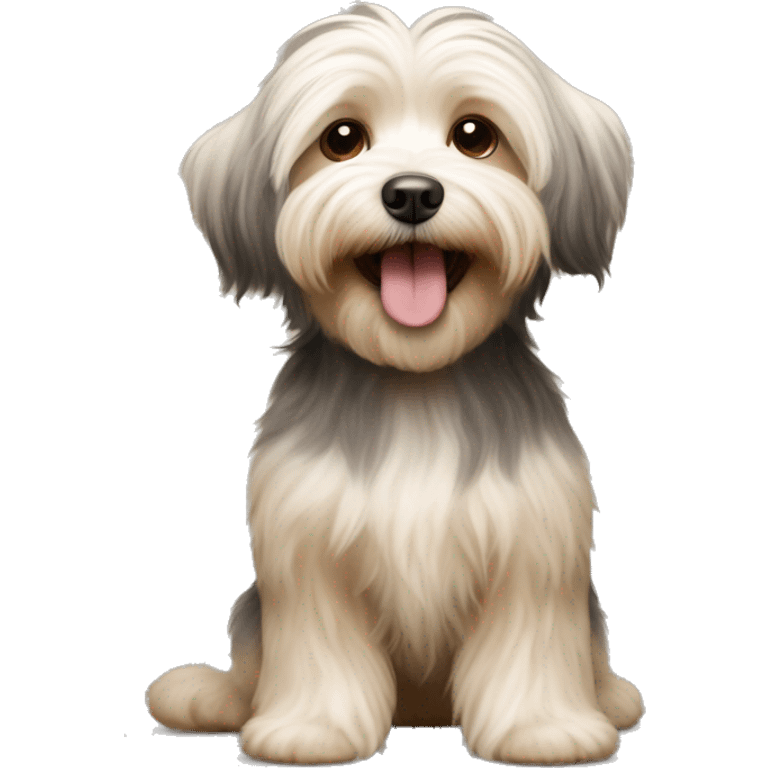 Havanese small dog with ash brown and blonde fur and happy expression emoji