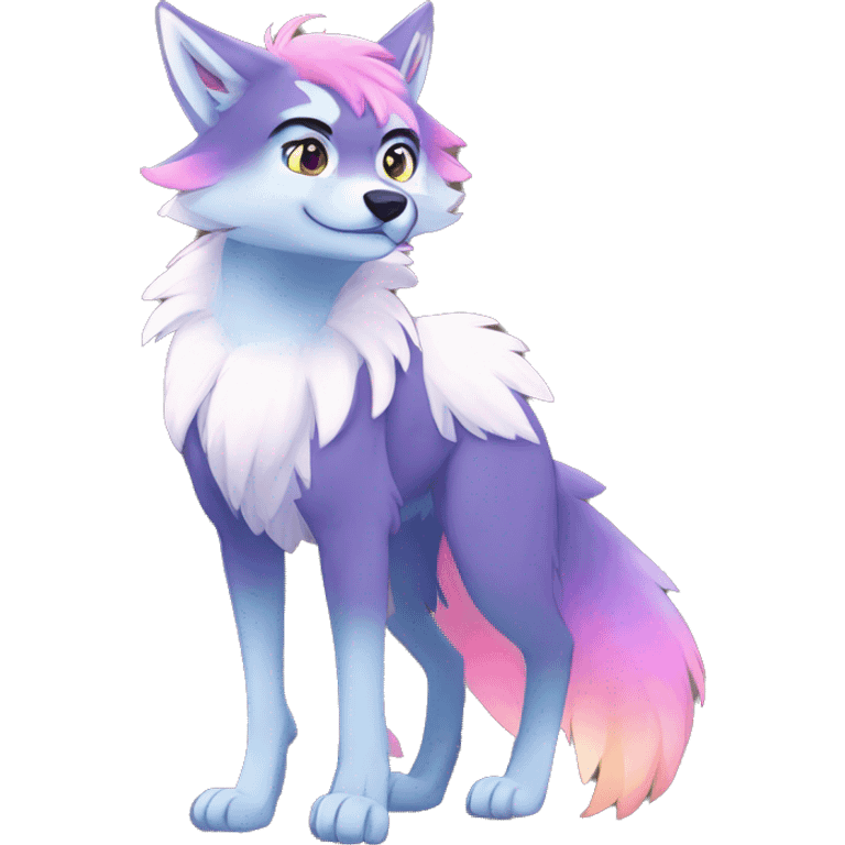 Anthro Colorful Shiny Falvie-Popparotzi-Sparkle-Wolf-sona full body emoji