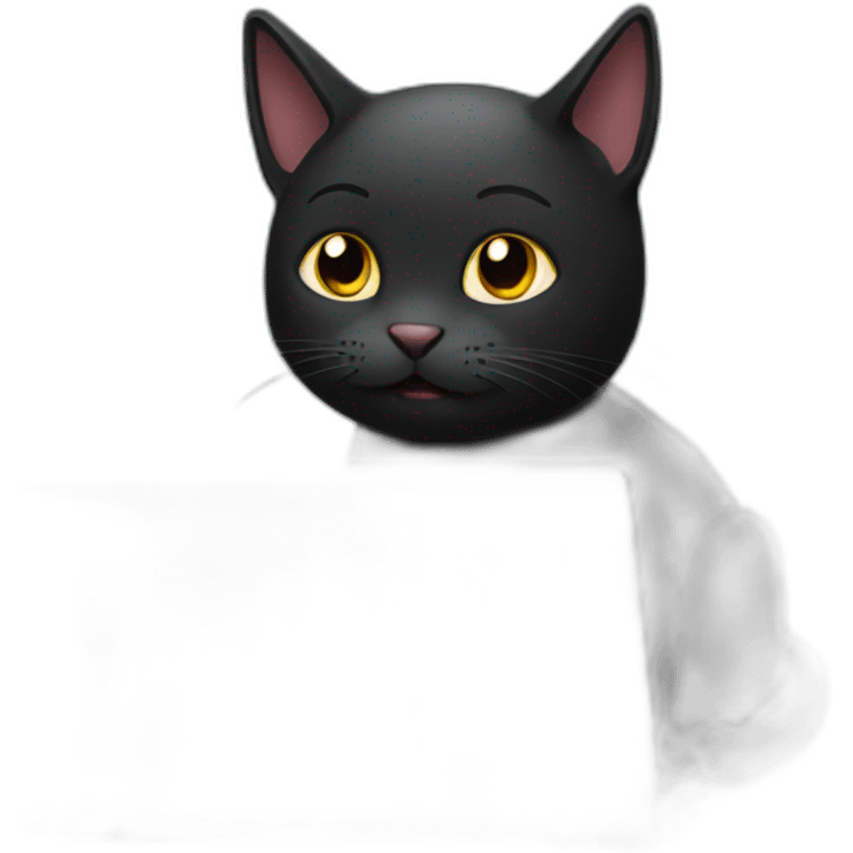 black cat using laptop emoji