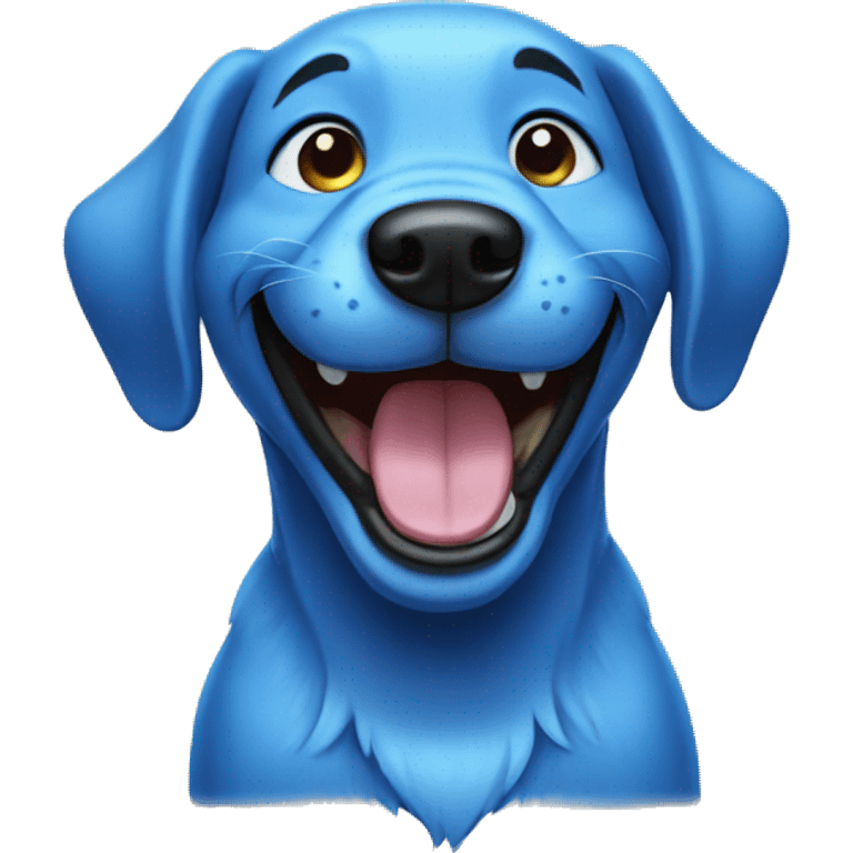 laughing blue dog emoji