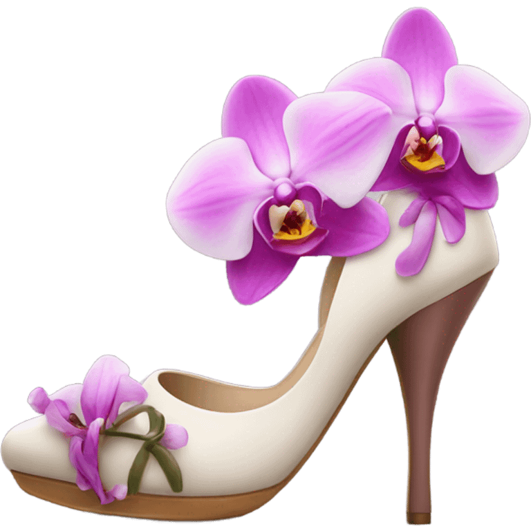 Stylish heels with orchid on the front emoji