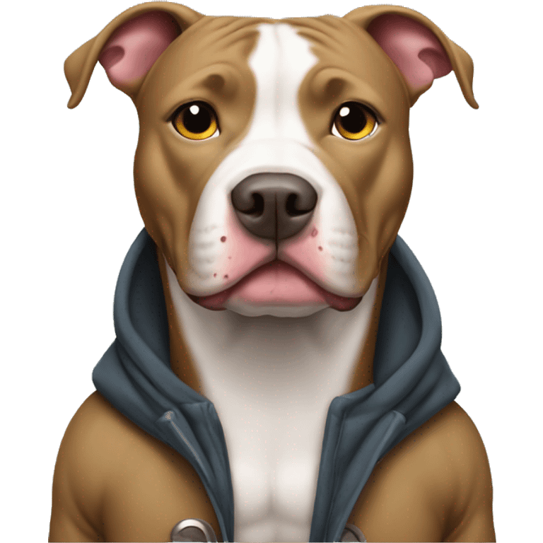 Pit bull wearing coat emoji