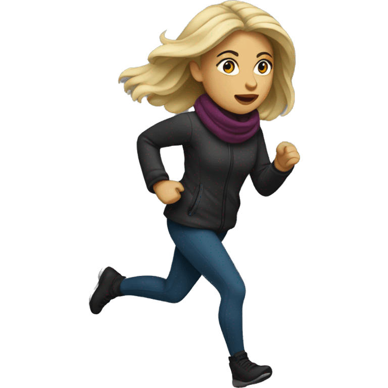 dark blonde woman running winter emoji