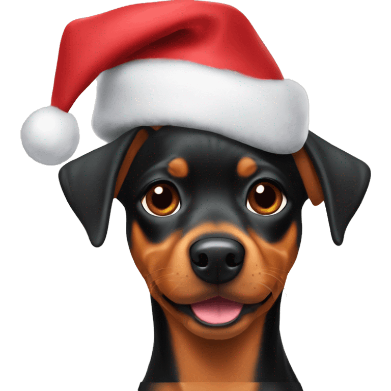 Miniature Pinscher Christmas hat emoji