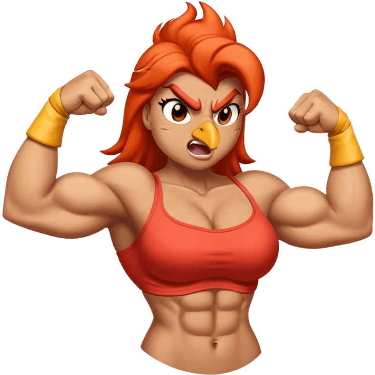 a female bird flexing big muscles emoji