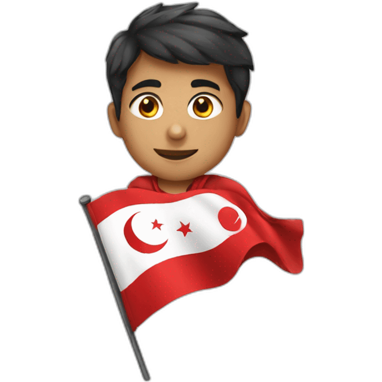 boy with Turkish flag emoji