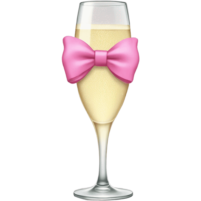 champagne glass with a pink bow emoji