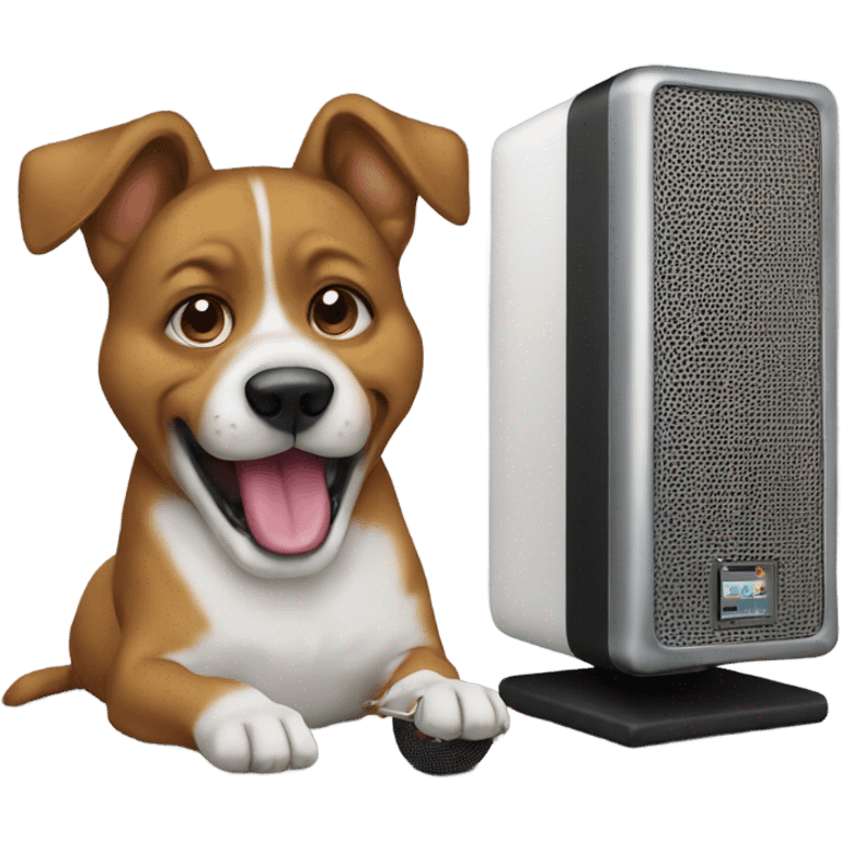 Dog eating speaker emoji