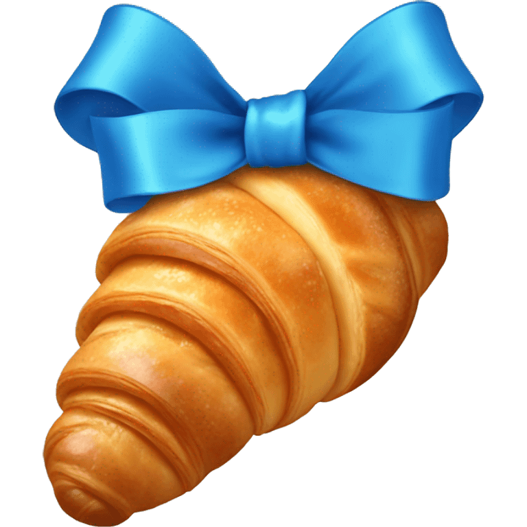 croissant with blue ribbon (bow) emoji