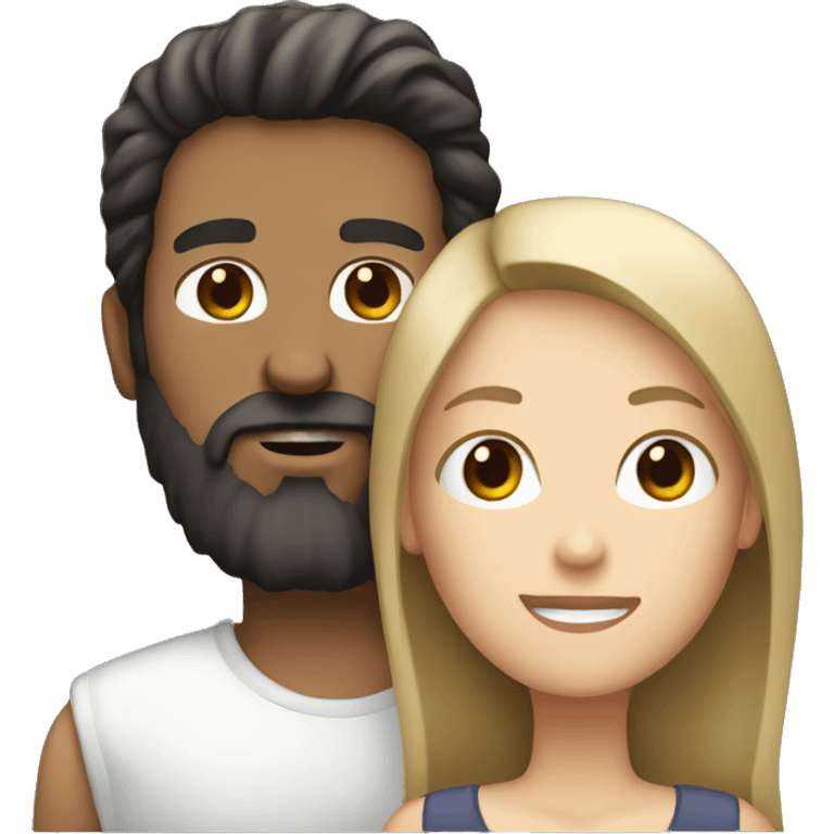 Bearded man holding black hair white woman  emoji