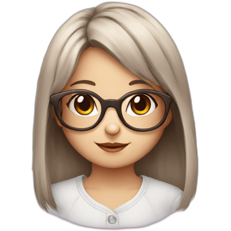 Cute girl rabbit with glasses emoji