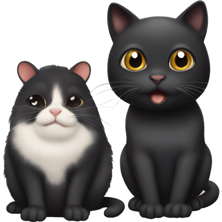 Black cat and hamster emoji