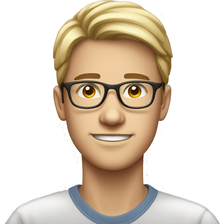 stand white young man of about 20 years old, networker and trader with glasses emoji